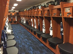 American Football locker room in a large stadium