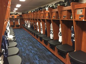 American Football locker room in a large stadium